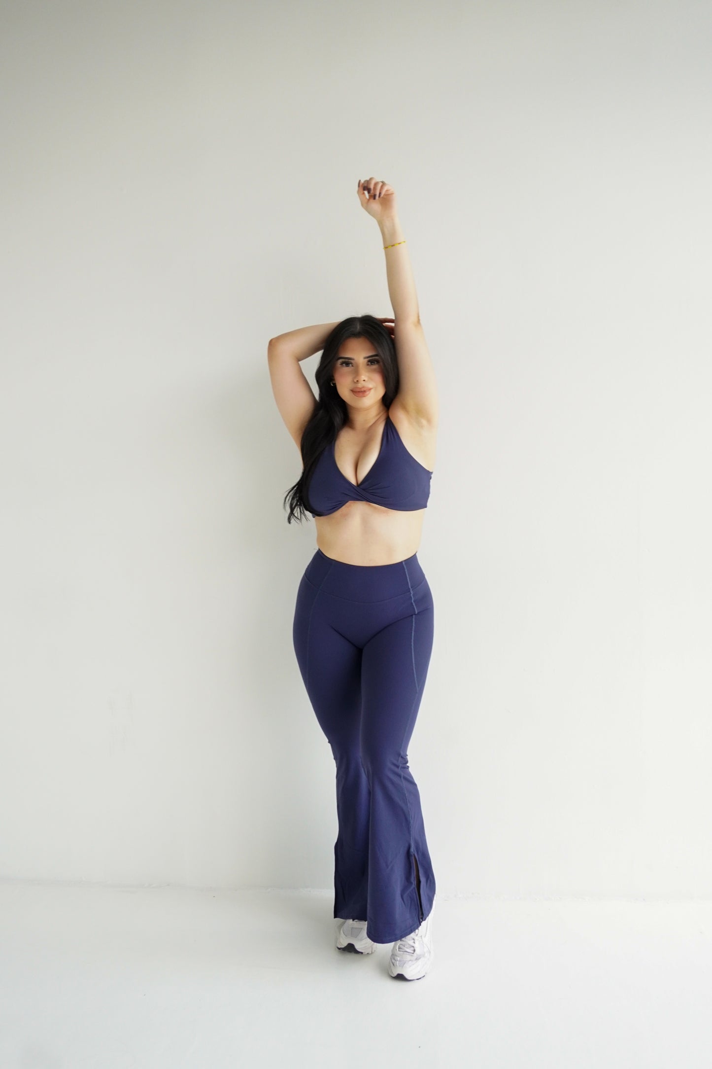 Navy High Waisted Flare Leggings