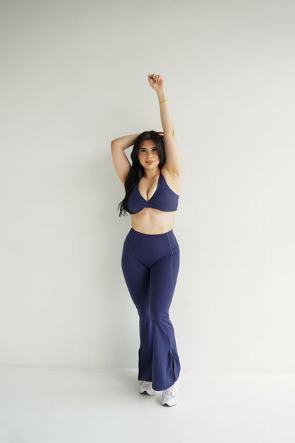 Navy High Waisted Flare Leggings