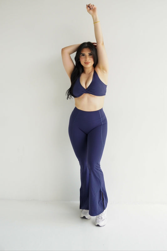 Navy High Waisted Flare Leggings